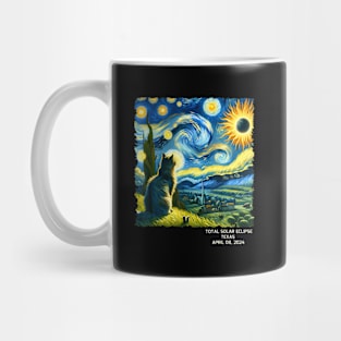 Total Solar Eclipse April 08 2024 Texas Starry Night Cat Mug